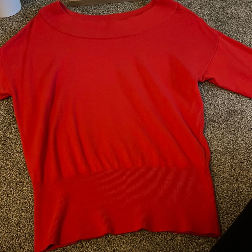 Beautiful off the shoulder red sweater!
